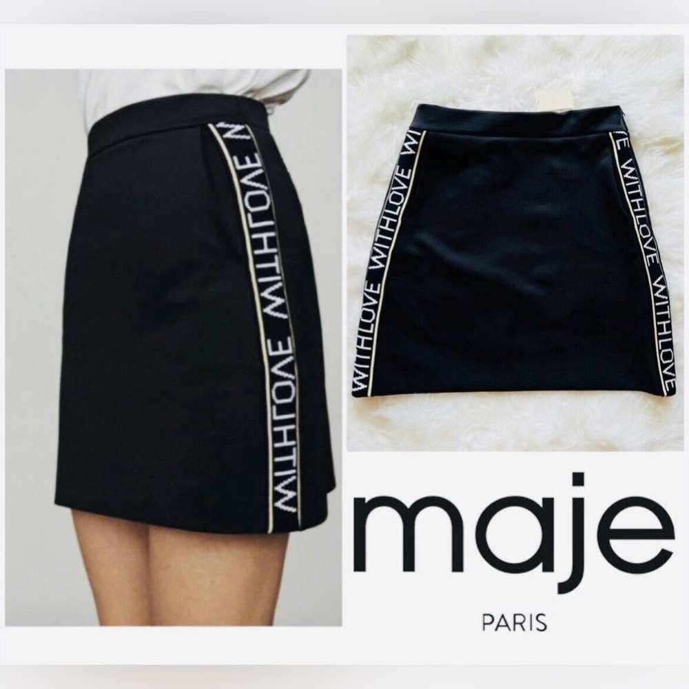 NWT Retail $190 Maje Just With Love Neoprene Mini Skirt